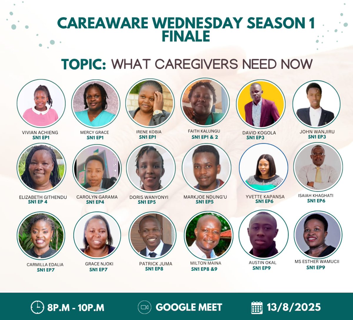 JescaAwino2's tweet photo. TALKS THAT MATTER!

✨ Tomorrow, I will be moderating a virtual round-table discussion for our CareAware Wednesday program! 

🎤 We’ll be hearing from 18 inspiring voices, from Season 1, Episode 1 to Episode 9, coming together to share insights and experiences. 

Don't miss out! https://t.co/4MFWbwqikk