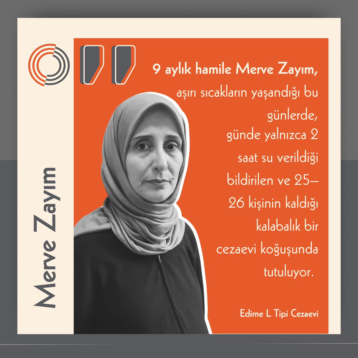 DOĞMAMIŞ TUTSAK BEBEK

9 aylık hamile Merve Zayım, dün götürüldüğü hastaneden sonra tekrar cezaevine gönderildi. İki can taşıyan Zayım’a bu işkence son bulsun.

<a href="/FigenCalikusu/">Figen Çalıkuşu</a> 

#TürkiyeSessiz kalma!
#HamileMerveZayımaTahliye