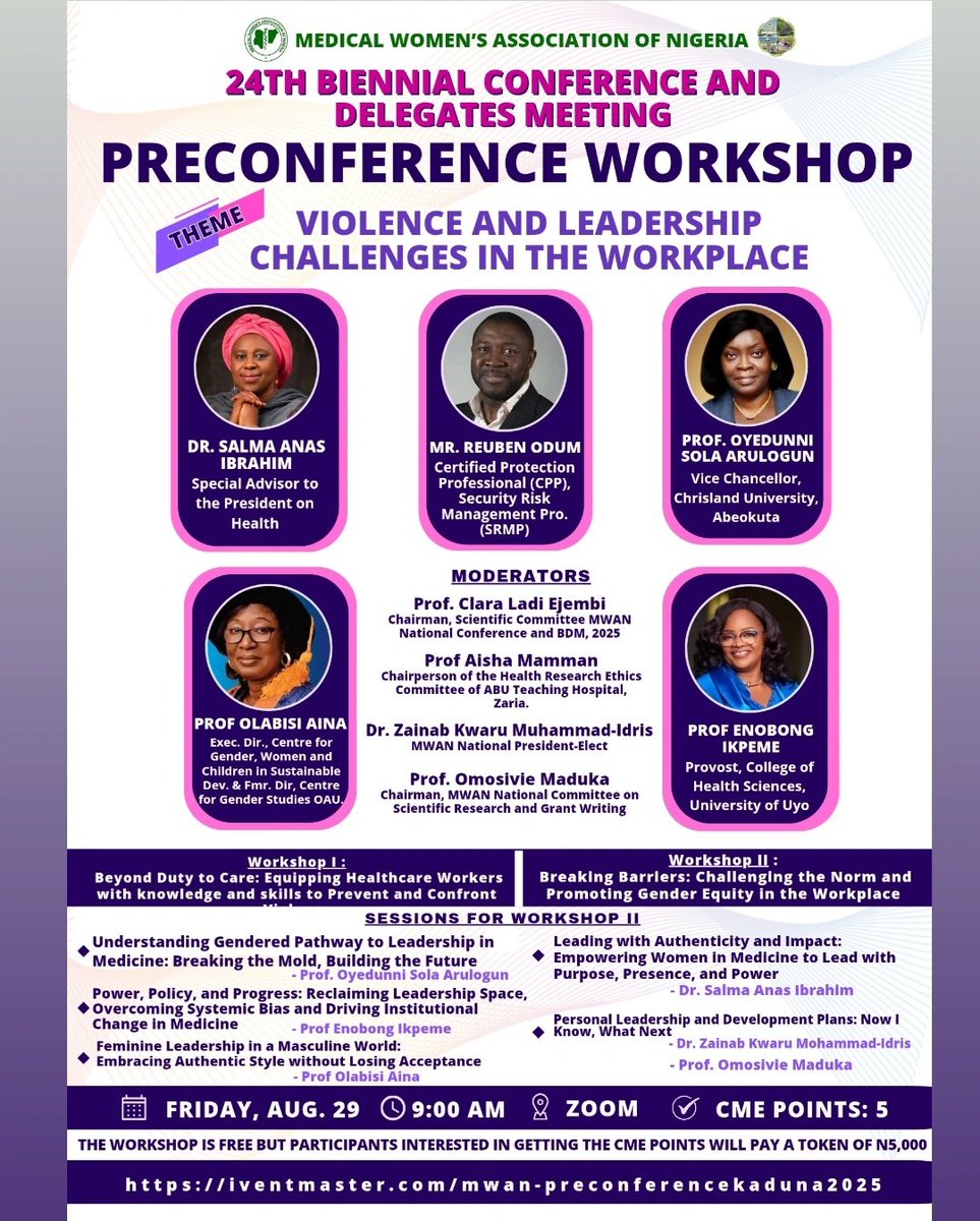 mwansocials's tweet photo. Join us for the MWAN 24th BGM/SC – Preconference Workshop

Theme: Violence and Leadership Challenges in the Workplace.
Date: Friday, 29th August, 2025

Time: 9:00 AM
👉 Register here: https://t.co/qmxjiiVemZ

#Mwan2025
#Unbeatable
#kaduna2025

Ibom Air hostess pilot https://t.co/HFEXFzfibO