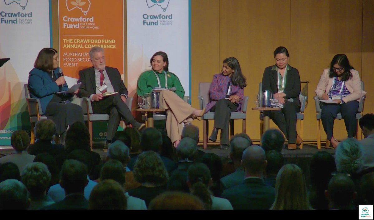CrawfordFund's tweet photo. #25CFConf: @WendyUmberger @ACIARCEO just finished moderating a discussion with thought leaders, reflecting on the day’s insights and exploring the way forward.

Together, these conversations are shaping the future of climate-resilient and inclusive agrifood systems globally. https://t.co/jMKDu9NJNv