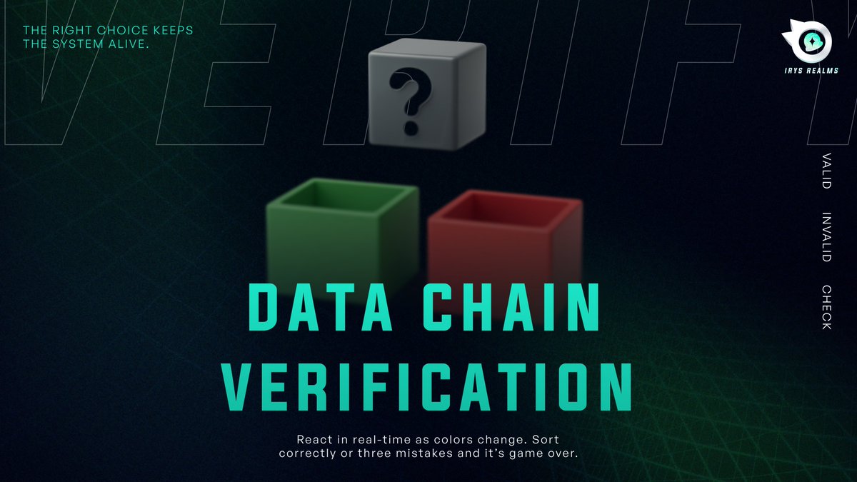 Irys Realms (@irysrealms) on Twitter photo Have you verified the Datachain yet?
In this Irys Realms mini-game, every decision counts.
React in real-time to sort the datablocks.
Prove your speed, prove your accuracy and save your score on <a href="/irys_xyz/">Irys (✧ᴗ✧)</a>. Have you verified the Datachain yet?
In this Irys Realms mini-game, every decision counts.
React in real-time to sort the datablocks.
Prove your speed, prove your accuracy and save your score on <a href="/irys_xyz/">Irys (✧ᴗ✧)</a>.