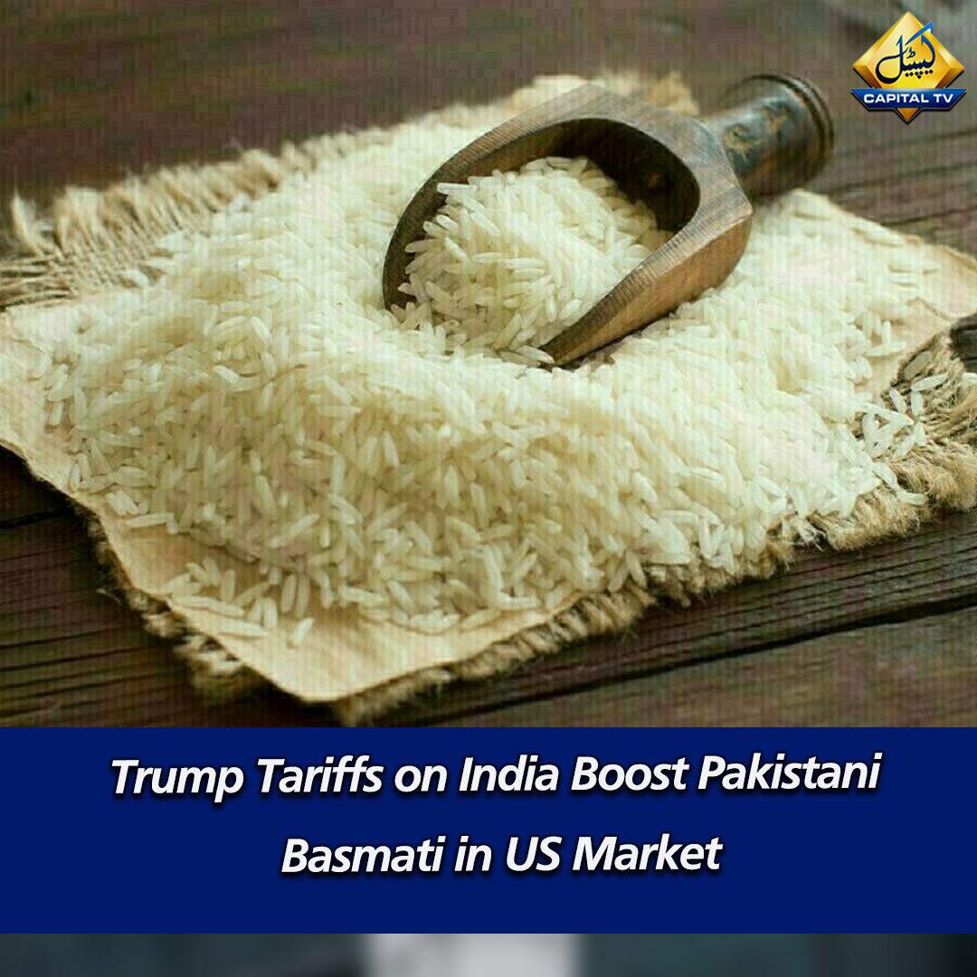 CapitalTVLive's tweet photo. The US market for aromatic rice is shifting as Trump-era 50% tariffs on Indian goods — including basmati rice — give Pakistan a competitive edge.
#PakistaniBasmati #USMarket #TrumpTariffs #RiceExports #TradeOpportunity #PakistanEconomy #BasmatiRice #GlobalTrade https://t.co/DPnHOqUQbk
