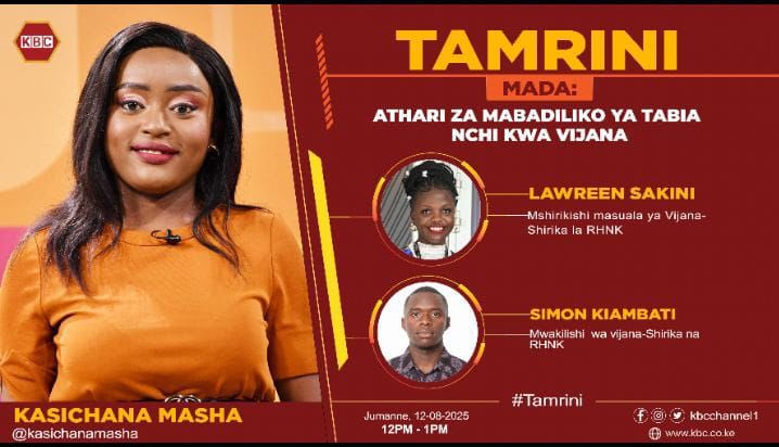 Reproductive Health Network Kenya (@rhnkorg) on Twitter photo Don’t miss tuning in to <a href="/KBCChannel1/">KBC Channel 1 News</a> from 12:00 pm to 1:00 pm for the #TAMRINI program.
As we mark #InternationalYouthDay2025, this will be a unique opportunity to discuss the impact of climate change on young people. This session hosted by Kasichana Masha, will feature Don’t miss tuning in to <a href="/KBCChannel1/">KBC Channel 1 News</a> from 12:00 pm to 1:00 pm for the #TAMRINI program.
As we mark #InternationalYouthDay2025, this will be a unique opportunity to discuss the impact of climate change on young people. This session hosted by Kasichana Masha, will feature