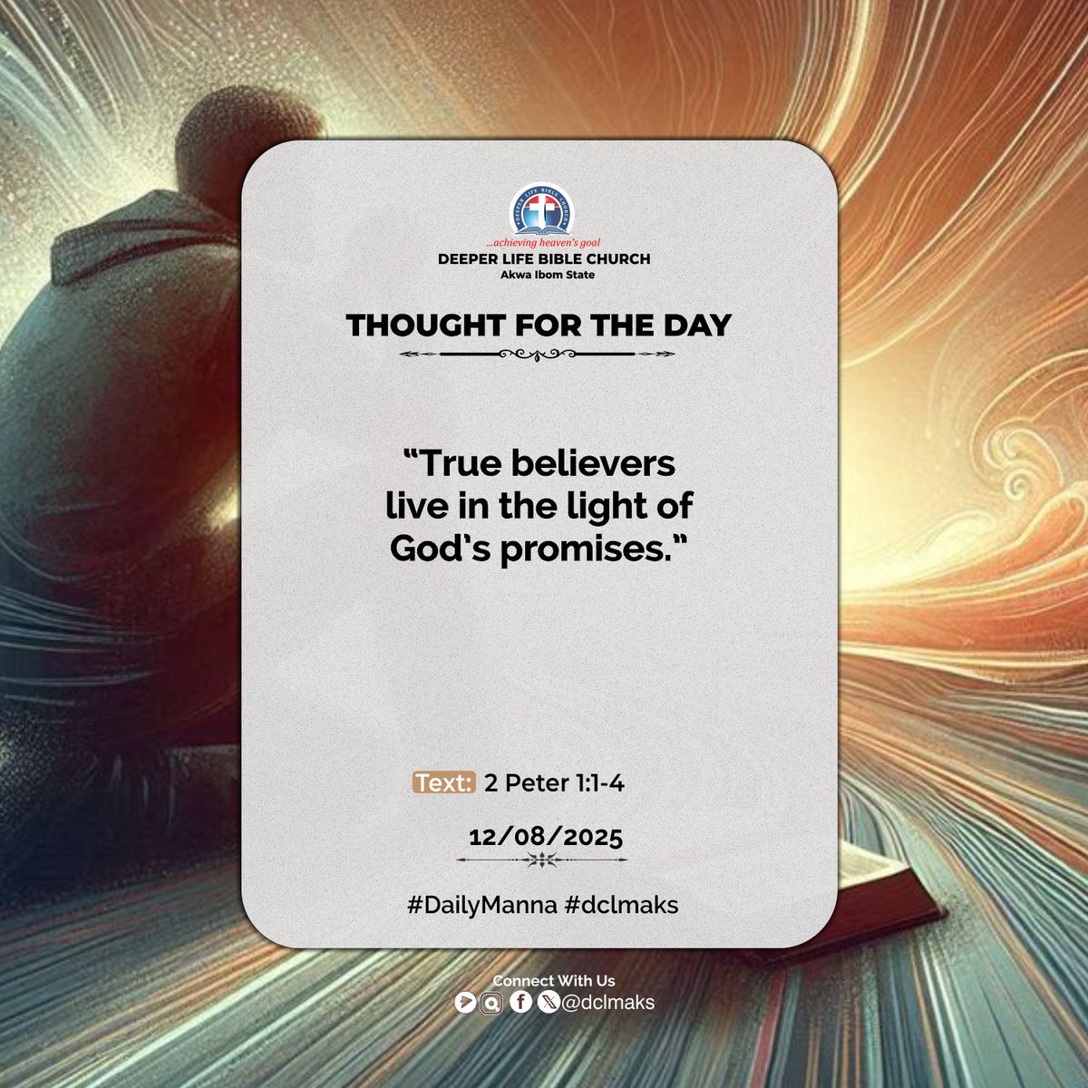 As believers, we are reminded of our identity as chosen and beloved by God. The divine promises rooted in God’s faithfulness provide us with strength and assurance.

These promises are available to those who trust in God and are vital for living a godly life

#DailyManna
#dclmaks