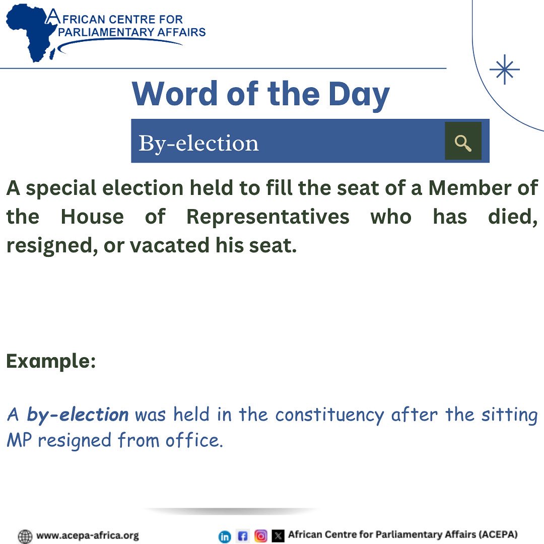 AcepaAfrica's tweet photo. A by-election, also called  a special election in the United States and the Philippines, or a bypoll in India, is held to fill a political office that becomes vacant between general elections.

#acepa #ACEPA #wordoftheday #byelection https://t.co/JUpDkTsa7j