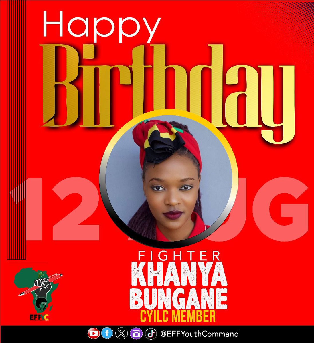 EFF Youth Command (@effyouthcommand) on Twitter photo ♦️Birthday Alert♦️
The EFF Youth Command (EFFYC) wishes Central Youth Interim Leadership Core (CYILC) Member, fighter <a href="/Khanya_bungane/">Khanya Bungane</a> a Revolutionary Happy Birthday. ♦️Birthday Alert♦️
The EFF Youth Command (EFFYC) wishes Central Youth Interim Leadership Core (CYILC) Member, fighter <a href="/Khanya_bungane/">Khanya Bungane</a> a Revolutionary Happy Birthday.