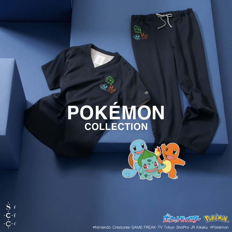 Classicolabcoat's tweet photo. 📣待望のポケモンコレクション

✅️コレクション初のドクターコート発売
ピカチュウと、カントー地方の旅立ちの3匹の刺繍をあしらった白衣

✅️イーブイ、カビゴンの医療スクラブ再登場！
刺繍やポケットはお客様の声を元に進化

今すぐチェック✨️