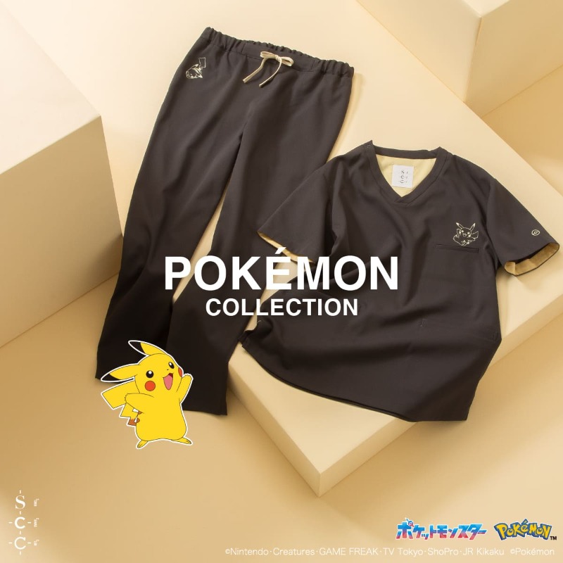 Classicolabcoat's tweet photo. 📣待望のポケモンコレクション

✅️コレクション初のドクターコート発売
ピカチュウと、カントー地方の旅立ちの3匹の刺繍をあしらった白衣

✅️イーブイ、カビゴンの医療スクラブ再登場！
刺繍やポケットはお客様の声を元に進化

今すぐチェック✨️