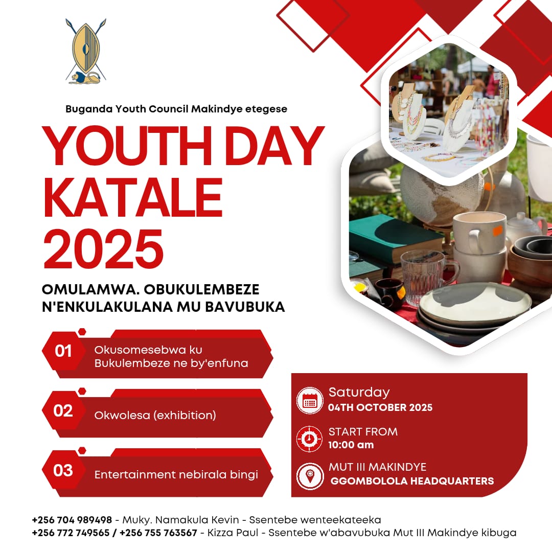 kashumbar's tweet image. FREE exhibition: "YOUTH KATALE"
Youths in and around Makindye that are in business and service, come showcase and exhibit what you do. 
DM me to reserve your space.
📍 Makindye Forest Park 
📅 4.10.2025
🕜 10am