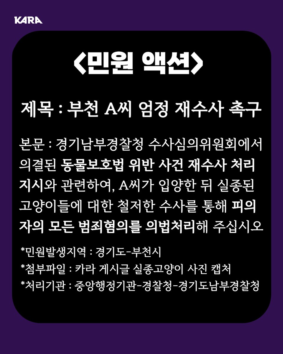 경찰이 무혐의 내렸던 '폭탄이 사건', 이례적으로 재수사 처리 지시가 내려졌습니다👏

A씨는 전국 각지에서 고양이들을 입양한 뒤 원 보호자들에게 학대 의심이 되는 사진을 보내거나 아예 연락을 두절하곤 했습니다. ✔고양이 '폭탄이'가 자고 있는 모습이라며 B씨 측에 의혹 가득한 사진을 보낸 뒤