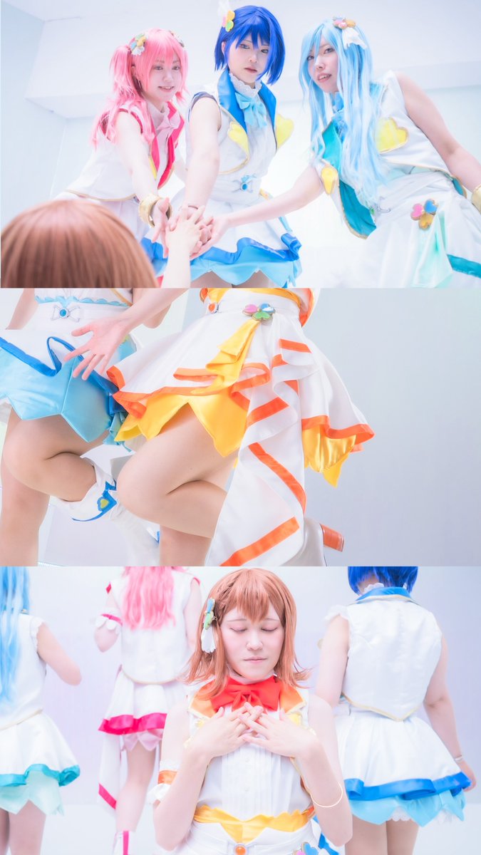 FUN！！
MORE MORE JUMP！☘️

大丈夫をくれたのは君だ

　　　　　　　　　次は僕の番

🧡 みのり/花音（ <a href="/kanonn0227/">花音</a> ）
💙 遥 /かな
🩷 愛莉 /もも(<a href="/monso_paradaisu/">もも🫧</a> )
💚 雫 /しゅがー(<a href="/syugagagaga_10/">しゅがー🐉</a> )
📸 撮影 /由月(<a href="/yutsuki230/">由月</a> )
#prsk_cos