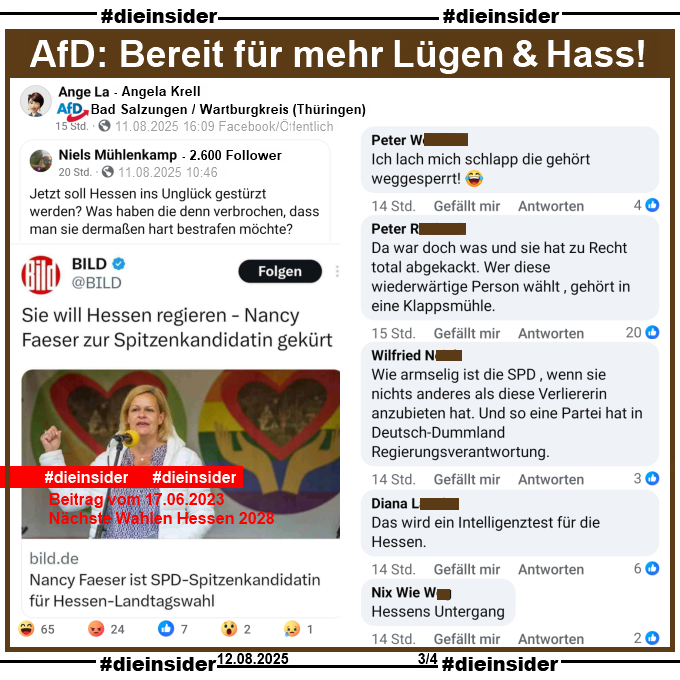 Die_Insider's tweet photo. #AfDer wie Angela #Krell aus #Thüringen geht es nicht um Informationen, sondern nur um Hass & Hetze!
#LautGegenNazis #NiemalsAfD #AfDVerbotSofort
#Wartburgkreis #BadSalzungen
#GemeinsamGegenHass #DieInsider https://t.co/q43g8dzELD