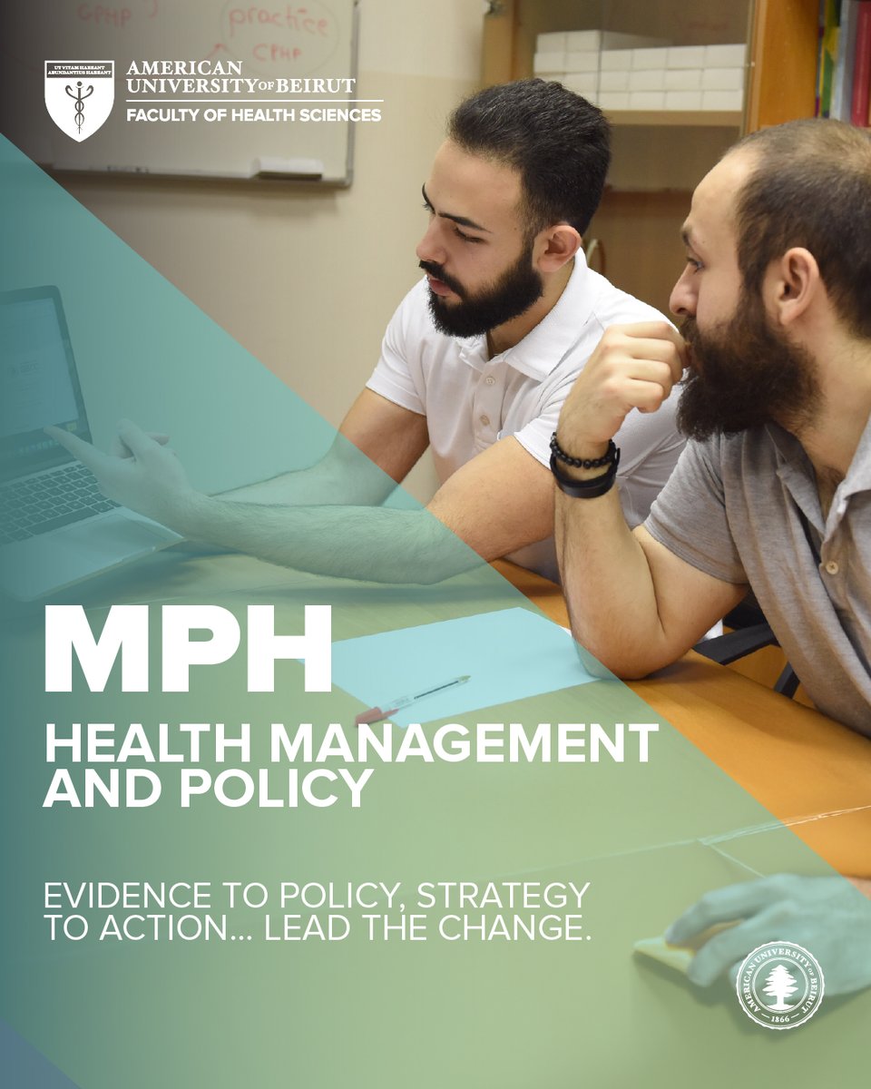 #FHS offers three distinct MPH concentrations: Epidemiology &amp; Biostatistics, Health Management and Policy, and Health Promotion and Community Health.

📊📈🔍Analyze data
✍️🏛️📜Shape policy
🤝🗣️❤️Engage communities

Start your journey with FHS!
👉aub.edu.lb/fhs/Pages/mph.…
