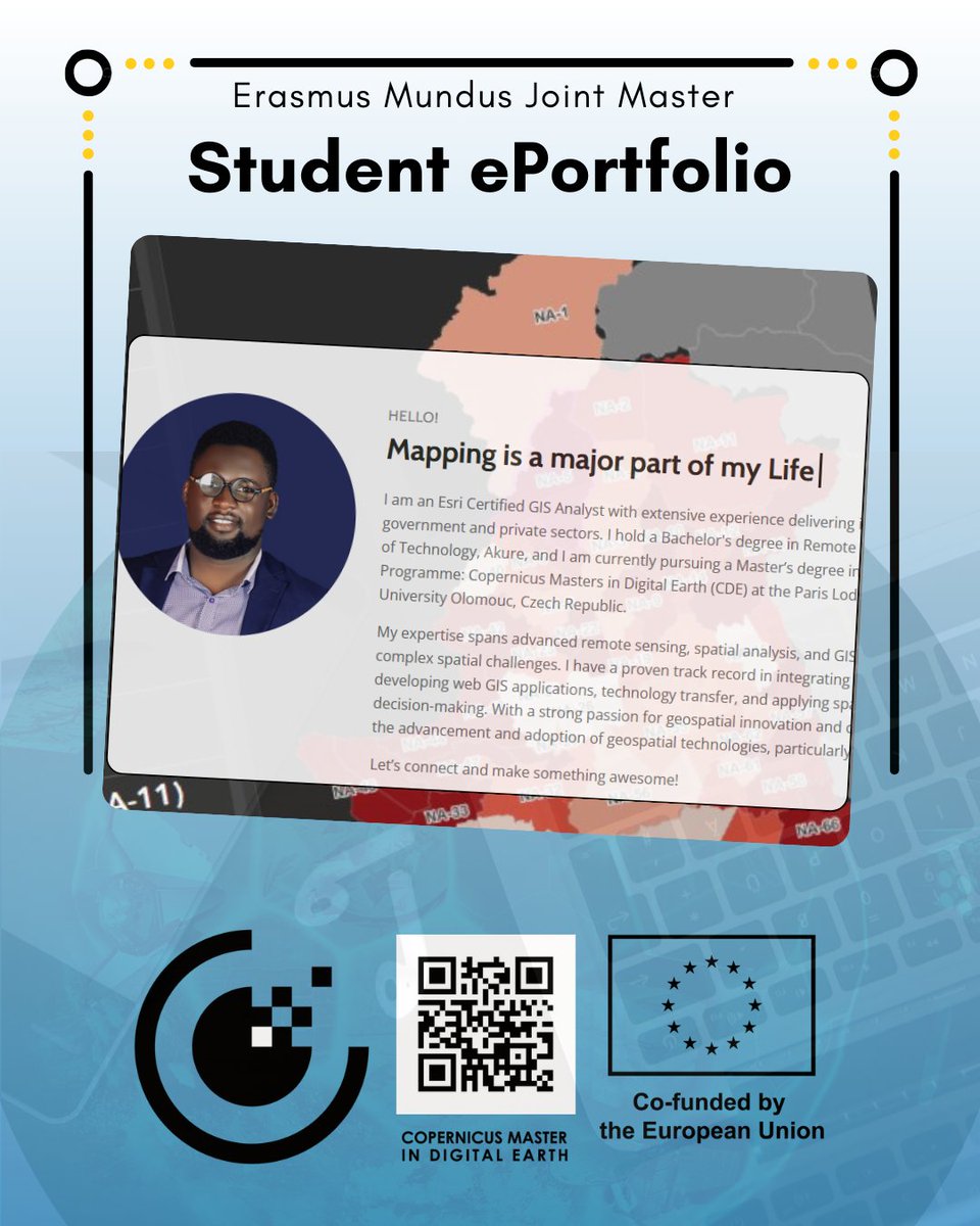 MSc_CDE's tweet photo. We're proudly #showcasing our #students meet Bamidele https://t.co/xDF3UekRfF #advanced #RemoteSensing  #spatialanalysis #GIS 📣 "Mapping is a major part of his life" #EMJM #universitätsalzburg #UBS #UPOL > co-funded by the European Union< https://t.co/74tQCglIyb 😃 #EMJM https://t.co/D5PfeXXM9q