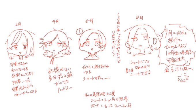 ショートヘア、周期ミスるとショートヘアの成れの果ての化け物みたいになる時期を挟むか予定によって1ヶ月おきに切ることになり、厳しい 
