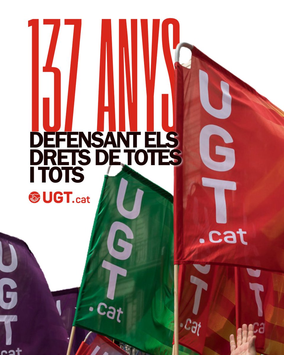 📢Avui és el nostre aniversari: la UGT fa 137 anys al costat de les persones treballadores.

137 anys d’història. I tot just comencem! 🔥

Obrim fil 🧵👇