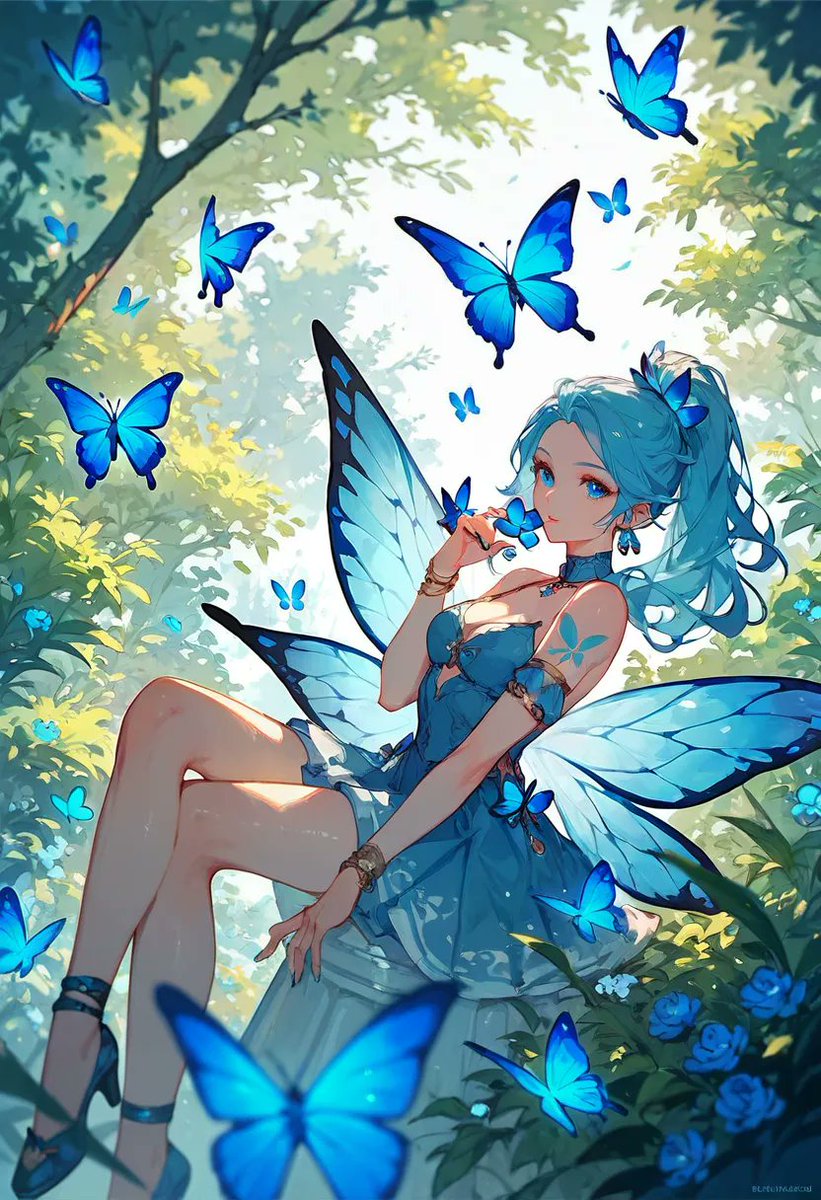 NsfwFindom's tweet photo. Good morning~! ☀️🦋💙
My blue wings are fluttering in nature today~ 🌿✨
Surrounded by a sky full of little blue butterfly friends 🦋💙💙
Will you join me on this morning flight? 🌸🌿
#ゆめおりプロンプト https://t.co/U16v3TiiHP