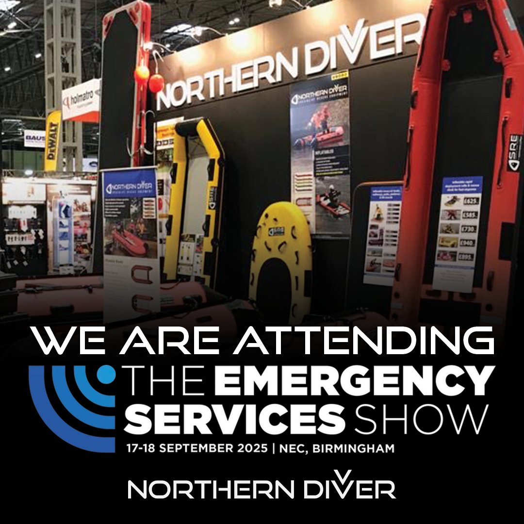We’re heading to the Emergency Services Show 2025! 🚨 Meet the Northern Diver team &amp; explore our specialist rescue equipment, built for the toughest conditions. 📅 17-18 Sept📍 Stand 5/G170 
NEC, Birmingham 
#EmergencyServicesShow #RescueEquipment #TeamND