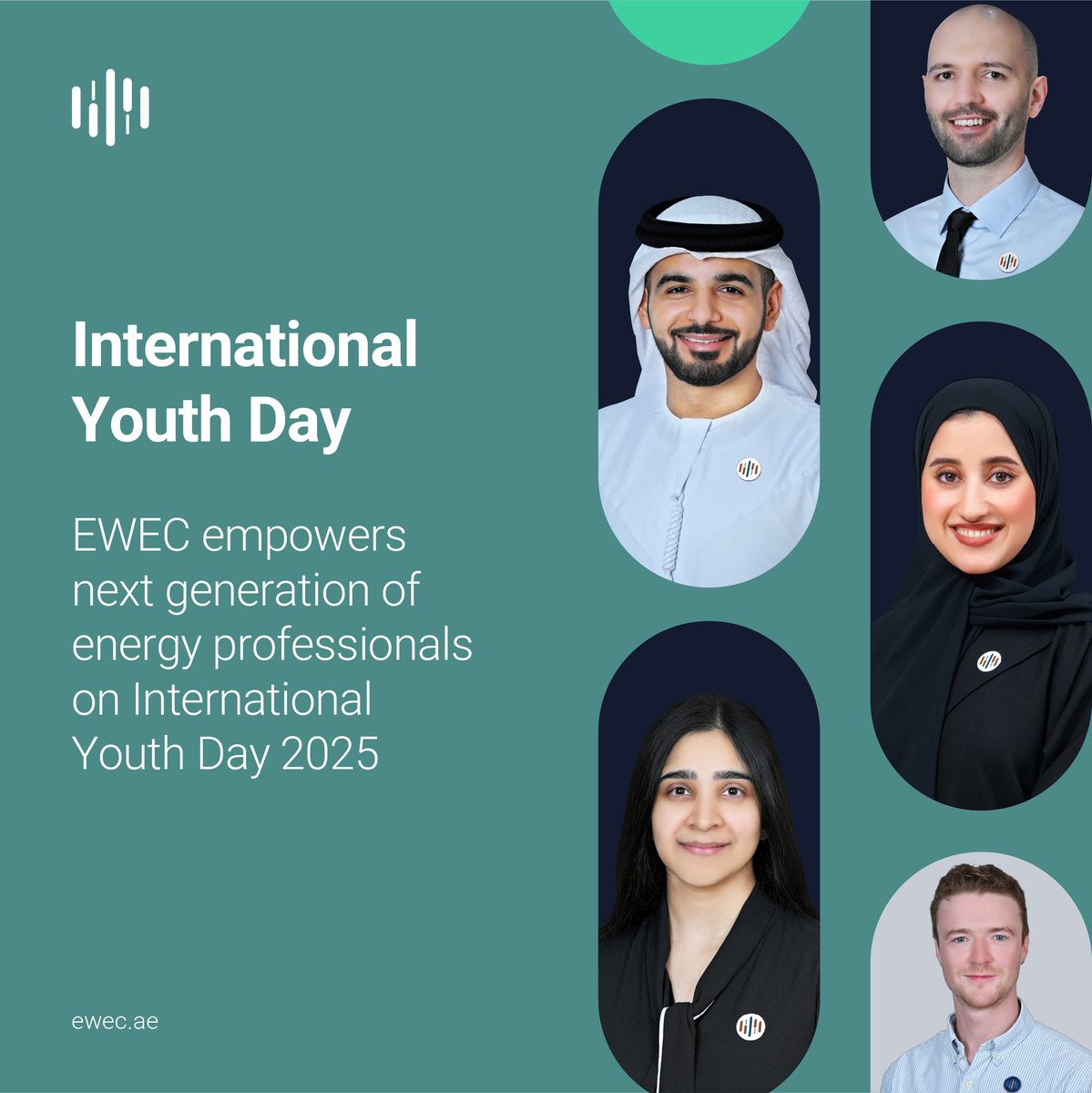EWEC_AE's tweet photo. Today we are celebrating International Youth Day 2025 under the theme "Local Youth Actions for the SDGs and Beyond" by empowering our young professionals to transform global sustainability ambitions into tangible actions that are shaping a greener future.

Recognising that youth engagement is essential to achieving key Sustainable Development Goals (SDGs), we are equipping youth with cutting-edge skills and leadership capabilities that directly support national efforts in affordable and clean energy, clean water and sanitation, and climate action. Through their creativity, innovation, and understanding of community needs, our youth are helping to advance a more sustainable and resilient energy and water future for the UAE.

Khawla Al Nuaimi, Human Capital Executive Director of EWEC, said: “The transition to renewable and clean energy and low-carbon-intensive seawater desalination requires forward thinking and bold leadership, which is exactly what our colleagues bring to EWEC every day. Our young professionals exemplify this year's International Youth Day theme, as they actively contribute to translating global sustainability goals into impactful local actions that support the UAE Net Zero by 2050 Strategic Initiative. Our strategic investments in world-class development and mentorship programmes are empowering our youth to lead the country’s energy transition and drive SDG implementation across the UAE."

#InternationalYouthDay
#YouthDay
#IYD2025
#Sustainability

تحتفل شركة مياه وكهرباء الإمارات، باليوم الدولي للشباب 2025، والذي ينطلق هذا العام تحت شعار "العمل الشبابي المحلِّي من أجل أهداف التنمية المستدامة وما بعدها"، وذلك من خلال تأهيل الشباب وإعدادهم لتحقيق طموحات الاستدامة العالمية وترجمتها إلى إجراءات ملموسة تشكّلُ معالم مستقبل مستدام.

تستثمر شركة مياه وكهرباء الإمارات بالطاقات الشبابية من خلال سلسلة من البرامج الهادفة إلى تزويدهم بالمهارات المتقدمة والقدرات القيادية، وتعزيز بيئة عمل قائمة على الإبداع والابتكار والفهم المجتمعي، وغيرها من المتطلبات الأساسية لدعم الجهود الوطنية في مجالات الطاقة النظيفة، والمياه النظيفة والصرف الصحي، والعمل المناخي، وذلك إدراكًا لأهمية إشراك الشباب في بناء مستقبل أكثر استدامة ومرونة لقطاع الماء والكهرباء في دولة الإمارات.

وفي هذا السياق قالت خولة النعيمي، المدير التنفيذي لدائرة الموارد البشرية في شركة مياه وكهرباء الإمارات: "يتطلب الانتقال إلى الطاقة المتجددة والنظيفة وتحلية مياه البحر منخفضة الكربون تطلعات مستقبليّة، وقدرة على اتخاذ القرار، وهو ما يتجلى بشكل واضح في ممارسات موظفينا على الدوام. يُجسّد شبابنا شعار اليوم العالمي للشباب لهذا العام ببراعة، من خلال قيامهم بدور رئيسي في ترجمة أهداف الاستدامة العالمية إلى إجراءات ملموسة وفاعلة لتسريع تقدمنا نحو تحقيق أهداف مبادرة الدولة الاستراتيجية للحياد المناخي 2050. تتطلع شركة مياه وكهرباء الإمارات، عبر استثماراتها الاستراتيجية في برامج عالمية للتطوير والتوجيه، إلى تمكين العنصر الشبابي من قيادة مساعي انتقال الطاقة، ودفع عجلة تنفيذ أهداف التنمية المستدامة في جميع أنحاء الدولة".

#اليوم_الدولي_للشباب
#تمكين_الشباب
#اليوم_الدولي_للشباب_2025
#الاستدامة