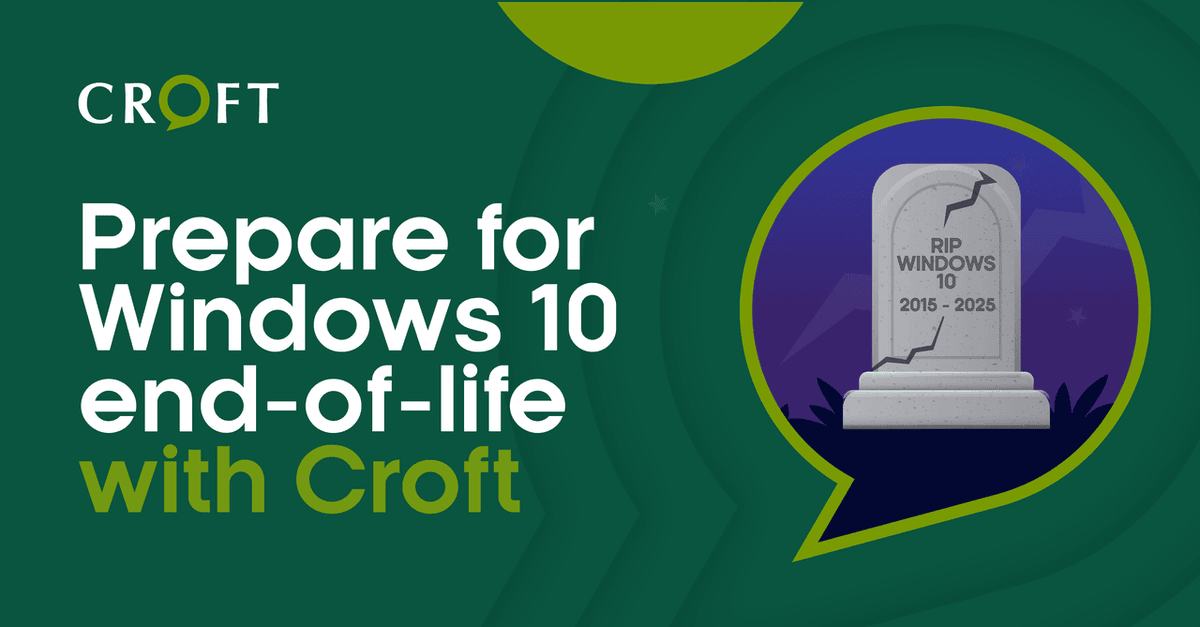 Windows 10 support ends 14 Oct 2025. No more updates, fixes, or security. Upgrade now to avoid risk and stay secure. Talk to Croft to plan your move to Windows 11 croftmsp.com/solutions/mana… #CroftMSP #WindowsEndOfLife