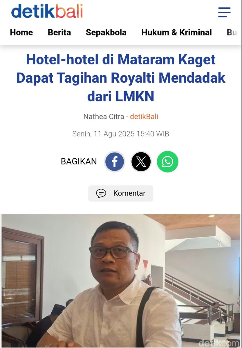 Jangan kaget kl besok2 masyarakat terima surat dr LMKN krn smartphone bisa dipakai utk putar musik!
Sdh spt penjajah!

"kan di kamar ada TV, TV itu bisa dipakai mendengarkan musik oleh tamu. Itu argumen mereka (LMKN)"