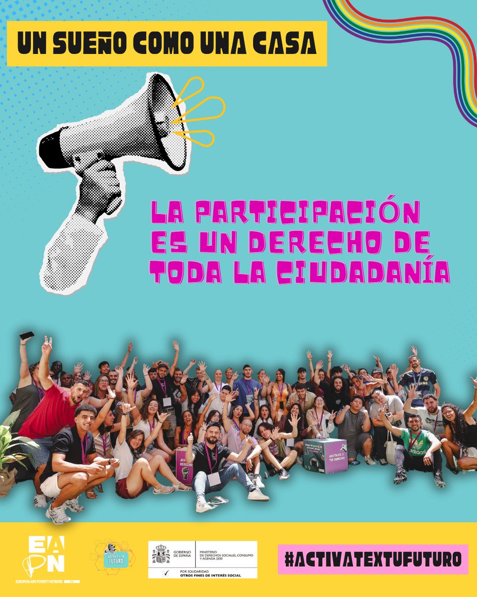 <a href="/MSocialGob/">Ministerio de Derechos Sociales, Consumo y A2030</a> <a href="/JuventudInfGob/">Ministerio de Juventud e Infancia</a> <a href="/viviendagob/">Ministerio de Vivienda y Agenda Urbana</a> <a href="/InjuveSpain/">Injuve</a> @rubenperezEU <a href="/isabelrguez/">Isabel Rodríguez García</a> <a href="/pbustinduy/">Pablo Bustinduy</a> <a href="/EAPNCyL/">EAPN Castilla y León</a> 📣La participación es un derecho de toda la ciudadanía.
Las personas jóvenes no solo sufren la crisis de la vivienda: también tienen las soluciones.
Escuchar y aplicar sus propuestas es clave para garantizar un futuro digno e inclusivo.
#Juventud #ViviendaDigna #ActívateXTuFuturo