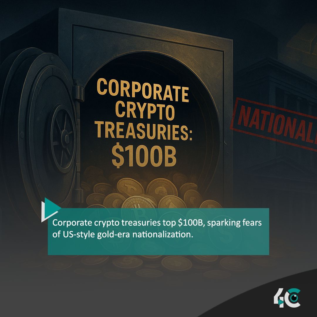 4cby360's tweet image. 🏦💎 Corporate crypto treasuries now exceed $100B — but some analysts warn of gold-era style nationalization risks. Could governments try to seize the digital vault? ⚠️

#Crypto #Bitcoin #CryptoAssets #GoldEra #Blockchain #4cby360