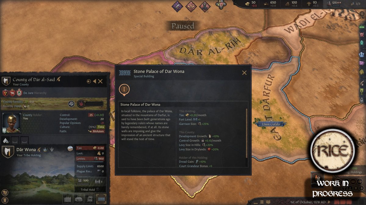 🧱Nubia Flavor Pack Preview #15🧱

RICE's Nubia update will add in the most special buildings for any RICE update, ever! Today's preview is of one of these new special buildings, the Stone Palace of Dar Wona, an example of Darfur's ancient stone ruins

#CK3 #CK3Mod #CrusaderKings