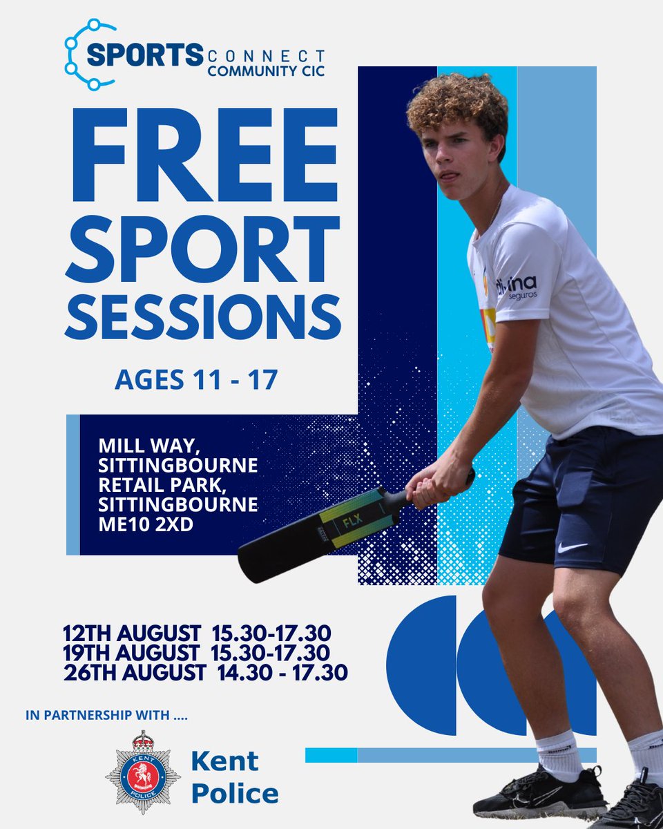 Kent Police Swale (@kentpoliceswale) on Twitter photo 🏏 Free sport sessions today for ages 11–17 at #Sittingbourne Retail Park! Join us from 3.30pm-5.30pm for fun, fitness, and community. <a href="/sportsconnectUK/">Sports Connect UK</a> 🏏 Free sport sessions today for ages 11–17 at #Sittingbourne Retail Park! Join us from 3.30pm-5.30pm for fun, fitness, and community. <a href="/sportsconnectUK/">Sports Connect UK</a>