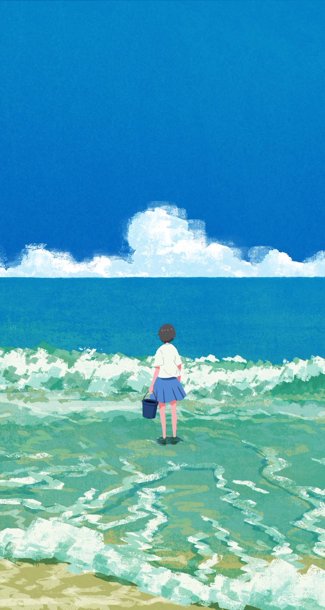 見つめる人あなたの帰りを待つている絵 見つめる人あなたの帰りを待つている絵 夏専用の待ち受けイラスト。