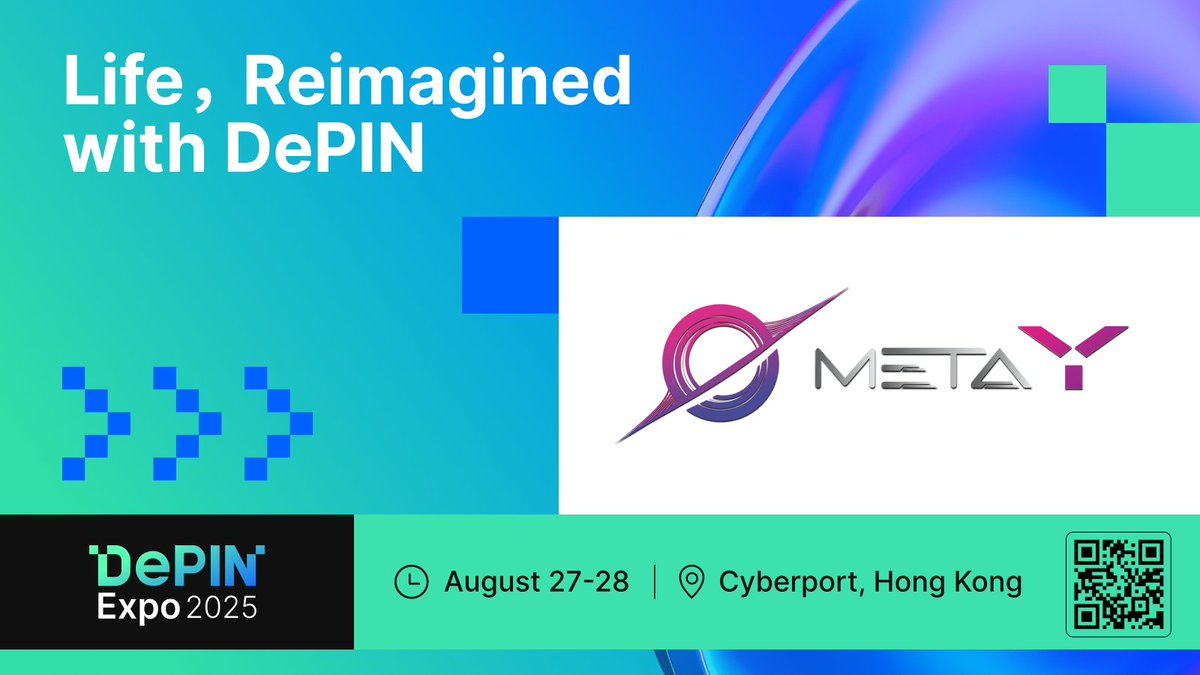 🚀MetaY <a href="/spacey2025/">MetaY</a> Confirms Participation in DePIN Expo 2025 @ExpoDePIN ！

📅Date: August 27–28, 2025
📍Venue: Cyberport, Hong Kong
🔗Registration: lu.ma/1qol9wna

medium.com/@ExpoDePIN/met…

DePIN Expo 2025 announced today that it has received strategic support from