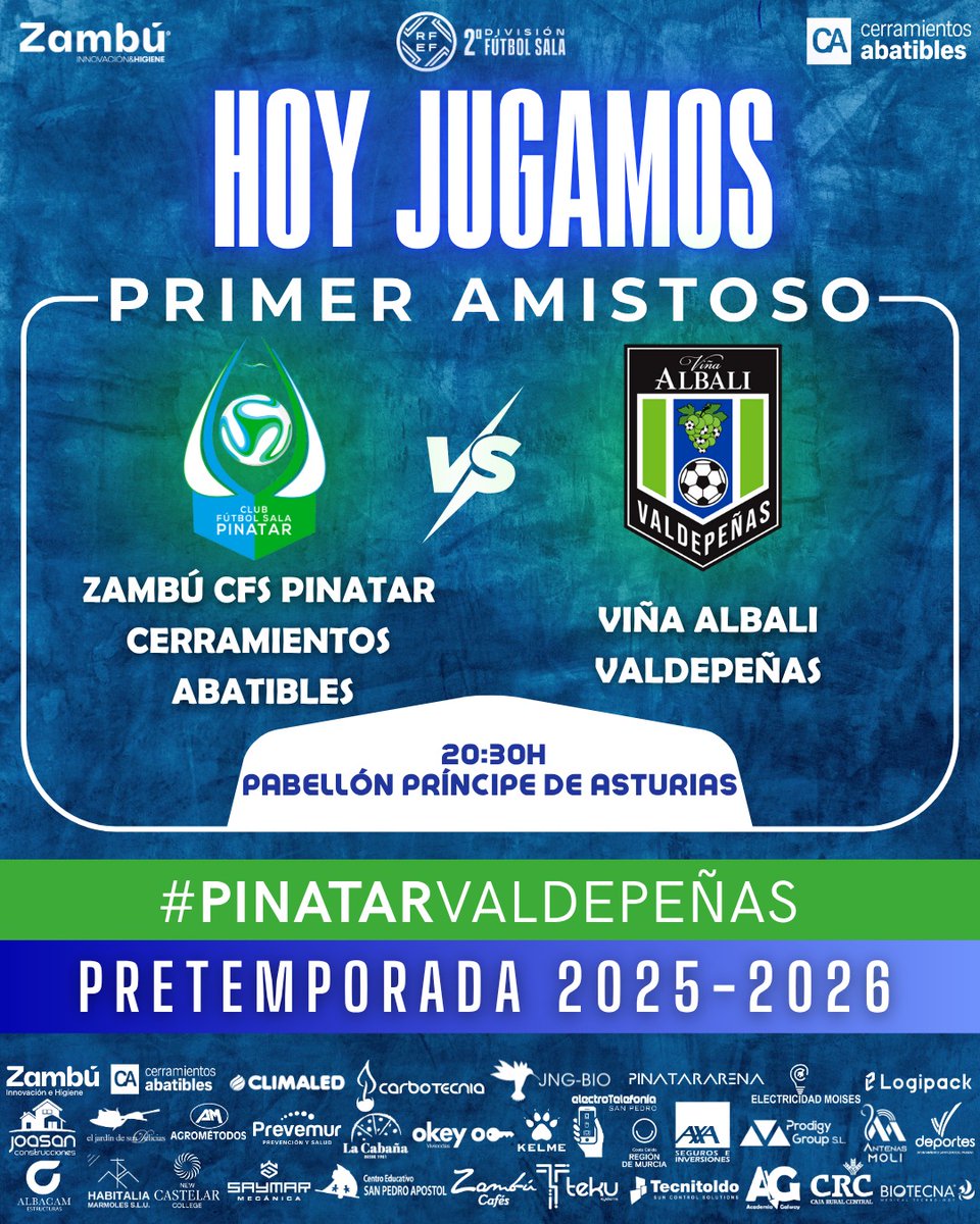 CFS_Pinatar's tweet photo. 📯¡Ha llegado el día de nuestra primera puesta en escena!

🤝 Primer amistoso de la pretemporada 
🆚 @VinaAlbaliFS 
🕣 20:30h
📍 Pabellón Príncipe de Asturias 
🆓 Abonados 👉🏻 gratis / 🎫Público general 👉🏻 5€
#️⃣ #PinatarValdepeñas 

#GOZambúCA https://t.co/AM8tZ4w8Vm