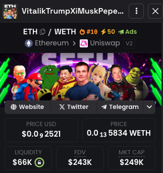 kylobtc's tweet photo. Bought the dip for $ETH - VitalikTrumpXiMuskPepeShrekMarioPacRoseETH9999Inu

I think its not done yet, community is active and ready to grind @Vitpx999 

Dex ads and boost active, time to send!

CA: 0x9995dE128A10C537695e45d8DF40246bB1588EEe https://t.co/A8ThEYX5b7