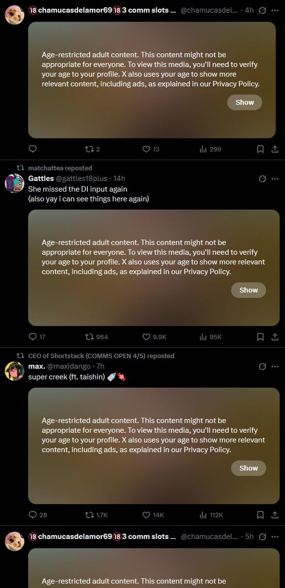 <a href="/elonmusk/">Elon Musk</a>  I ain't downloading your rancid app on my phone just to confirm my fucking age, get out of here with that shit