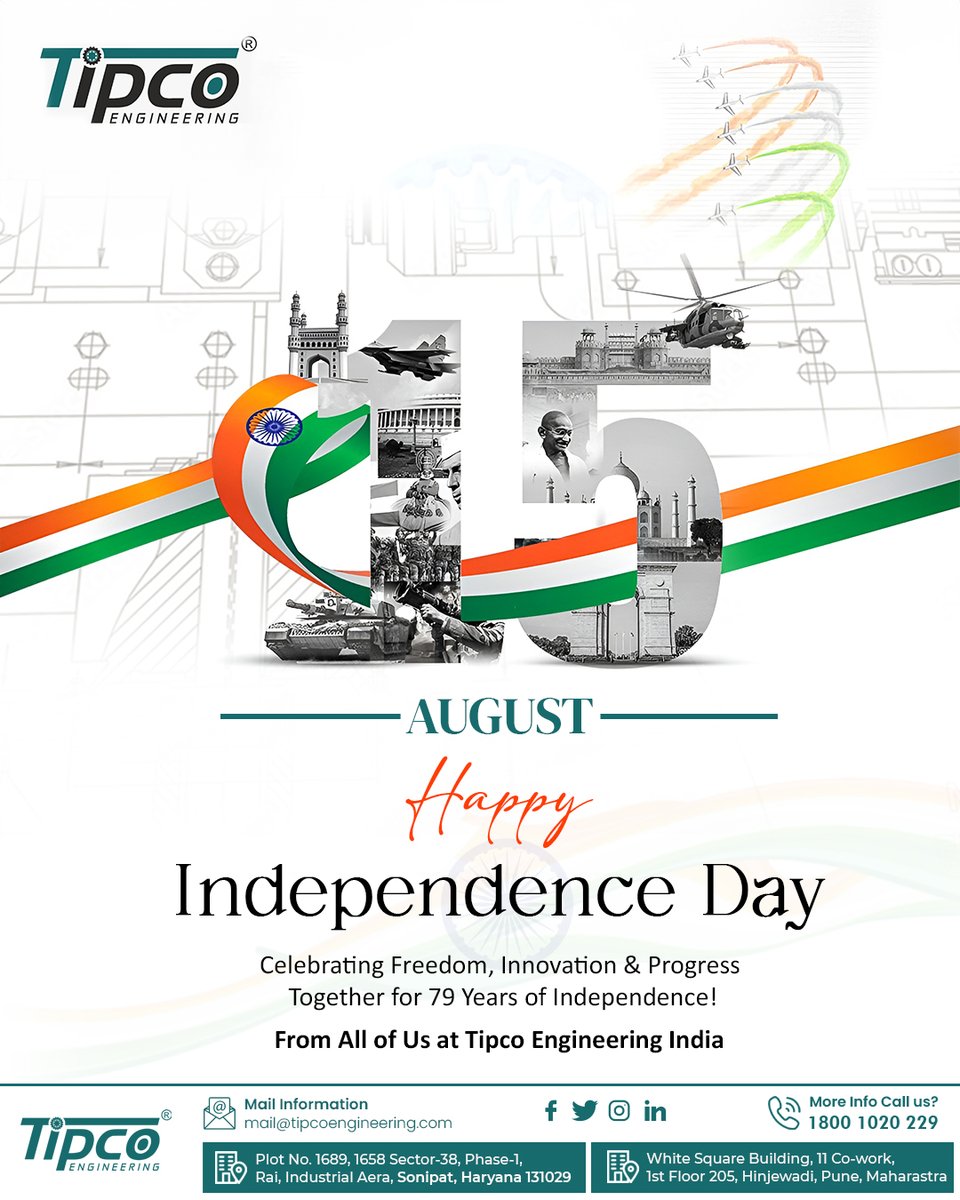 tipcoengineer's tweet image. 🇮🇳 Celebrating 79 Years of Freedom, Innovation & Progress 🇮🇳
This Independence Day, we honor not only our nation’s journey to freedom but also the relentless spirit of innovation and engineering excellence that drives India forward.
#HappyIndependenceDay2025  #Indian #jaihind