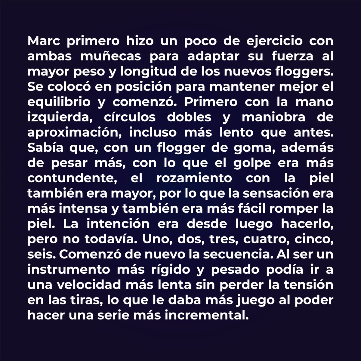A Marc, el #AmoGay #BDSM de #Barcelona, lo que más le gusta es una buena sesión forrado de #cuero con su esclavo. Pero algo inesperado se lo pondrá difícil... ¿podrán disfrutar de sus juegos por mucho tiempo?

#MuyPronto
#LiteraturaGay
#LiteraturaBDSM
#Septiembre
#StayTuned