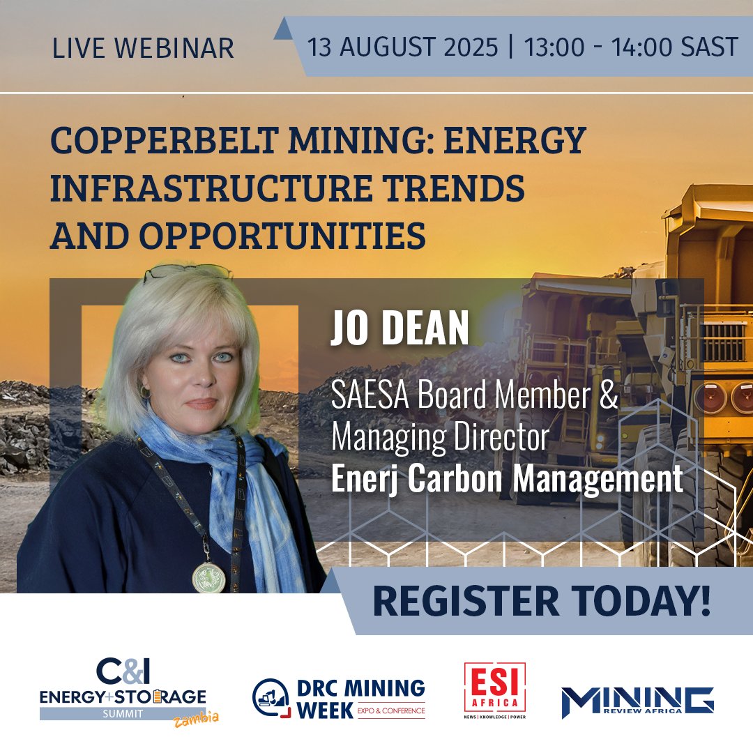 <a href="/drcminingweek/">@drcminingweek</a> is proud to welcome Jo Dean, SAESA Board Member and Managing Director at Enerj Carbon Management, to our free webinar Copperbelt Mining: Energy Infrastructure Trends &amp; Opportunities.

📅 Date: 13 August 2025 |
🔗 Register now: eu1.hubs.ly/H0mhFxQ0