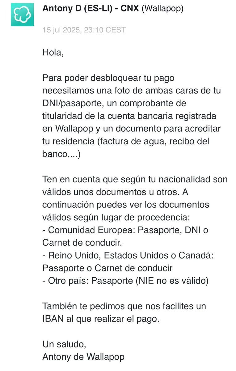 Hasta aquí fatal, pero bueno. Les pido que al menos nos transfieran el saldo del monedero y mi marido envía el DNI, una factura de teléfono y un certificado de la cuenta (como nos pidieron).