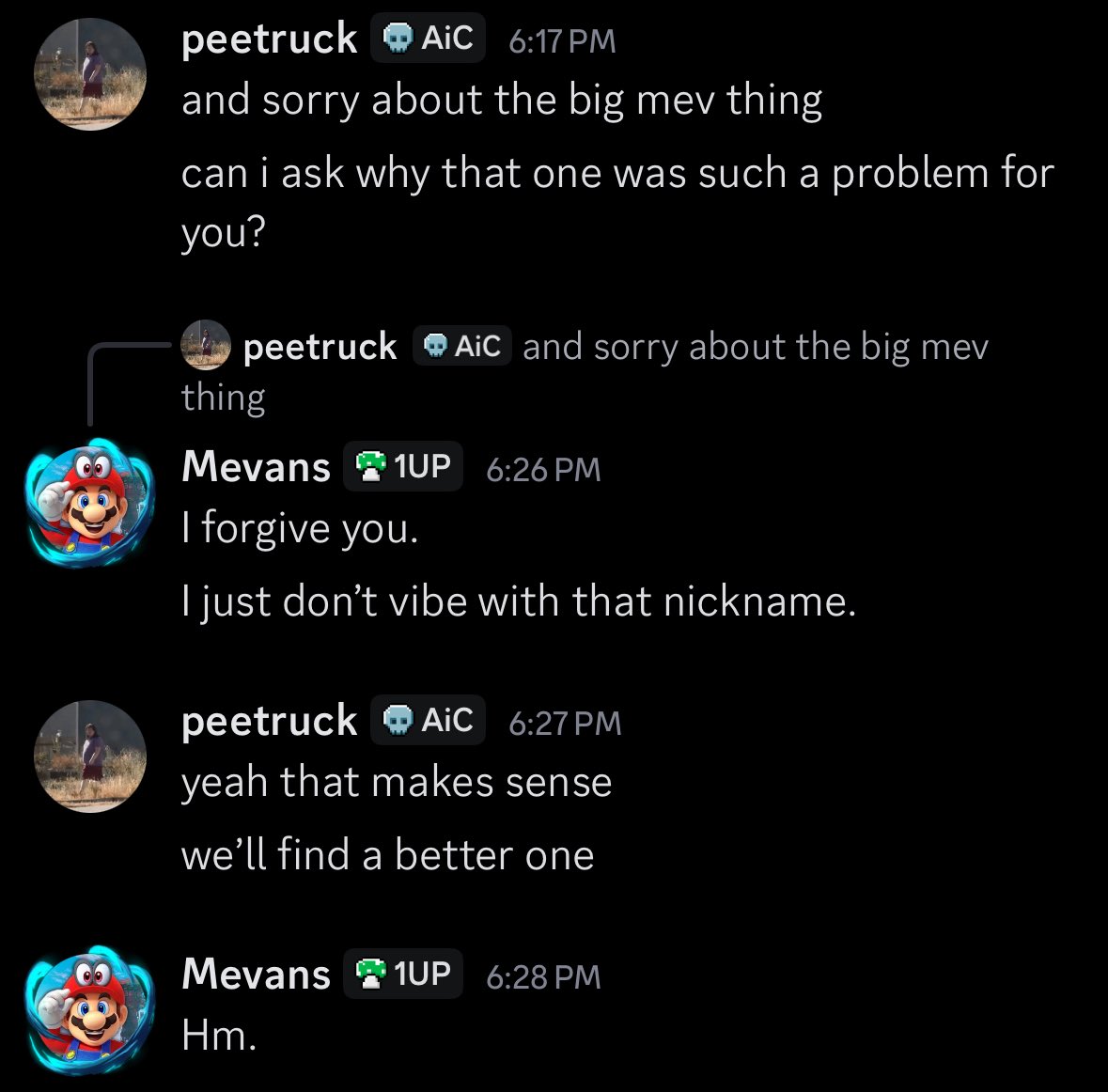 since mevans doesn’t really fw big mev we should all figure out a new nickname for him to cheer him up