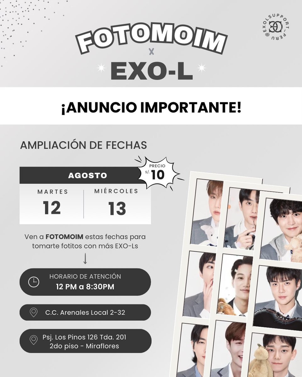 exolsupport_pe's tweet photo. ¡Tenemos excelentes noticias EXO-L! 🎉
Gracias a la gran acogida; Fotomoim amplió las fechas hasta el Miércoles 13 para que puedas disfrutar aún más de esta oportunidad 📸💖
Te esperamos✨
#EXOLxFOTOMOIM #EXOL #EXO #FOTOMOIM #CabinaCoreana #HappyEXOLDay #EXOL11thAnniversary https://t.co/5trU0FUQOG