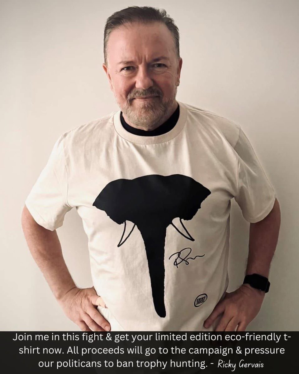 Campaign to Ban Trophy Hunting (@cbthunting) on Twitter photo Today is #WorldElephantDay.
It’s SHAMEFUL that UK hunters can kill elephants for FUN & import them back.
Help us #BanTrophyHunting imports & #GetTheBanDone.
Shop at our store (tee designed EXCLUSIVELY by <a href="/rickygervais/">Ricky Gervais</a>):
campaigntobantrophyhuntingstore.com/ricky-gervais-…
Donate:
gofundme.com/f/campaign-to-… Today is #WorldElephantDay.
It’s SHAMEFUL that UK hunters can kill elephants for FUN & import them back.
Help us #BanTrophyHunting imports & #GetTheBanDone.
Shop at our store (tee designed EXCLUSIVELY by <a href="/rickygervais/">Ricky Gervais</a>):
campaigntobantrophyhuntingstore.com/ricky-gervais-…
Donate:
gofundme.com/f/campaign-to-…