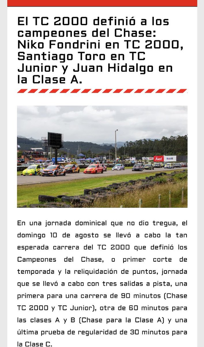 Se corrió el #chase del <a href="/tc2000colombia/">TC 2.000 Colombia</a> fedeautos.com.co/el-tc-2000-cor…