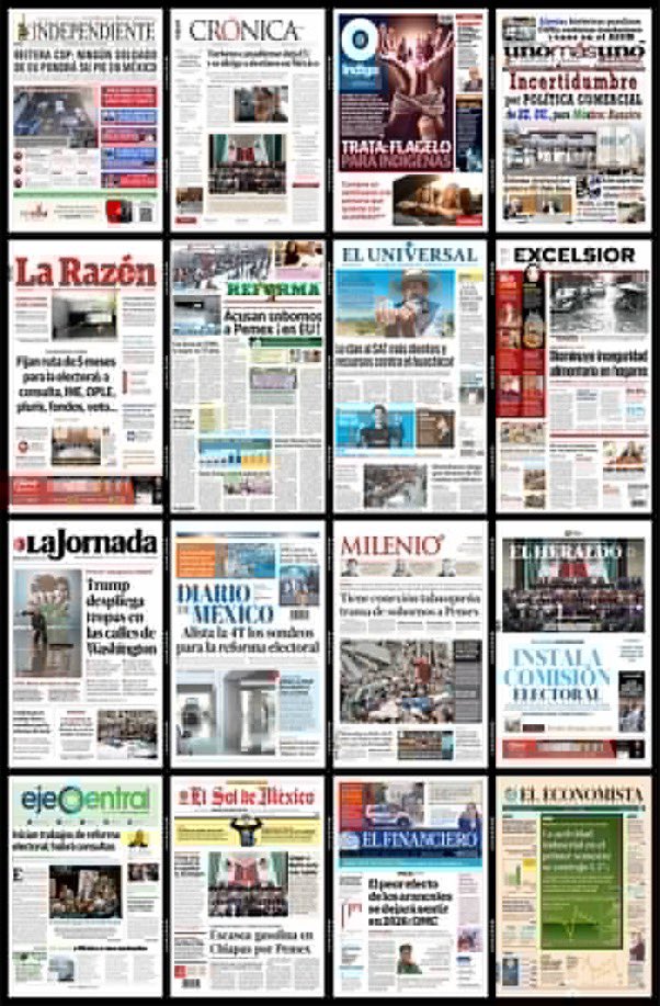 mexnewz's tweet image. #PrimerasPlanas 
📰☕️ 🇲🇽de los diarios impresos del País hoy #FelizMartesATodos #10Agosto                         
@dreyesmty @MalenaRA 
@ReporteroUrban  @LoQuePasaEnNL 
@QuePasaEnSN  @ComunidadMTY @raytep #Noticias #Monterrey  #NuevoLeón #News #Mexico #CDMX #Edomex @cpabogadossc