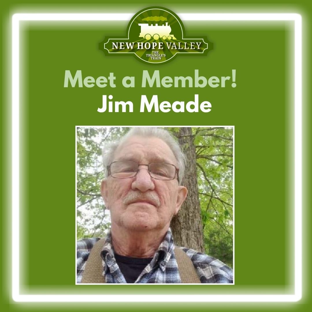 Meet Jim Meade. Jim has been a member since 1988 and is one of our Life Members. He discovered NHVR when attending the November train show at the NC State Fairgrounds. He most enjoys talking with visitors about railroading and our exhibits at the railway. #MemberSpotlight #NHVR
