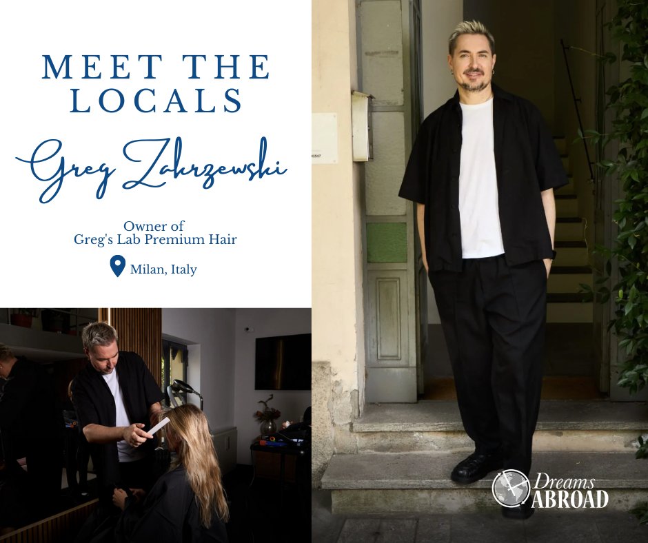 In our new feature story by Kara Elder, she speaks with Greg Zakrzewski about what led him to Milan and how he built his successful hair salon there. Read more here: bit.ly/46XxSXD.  #DreamsAbroad #YesMilano