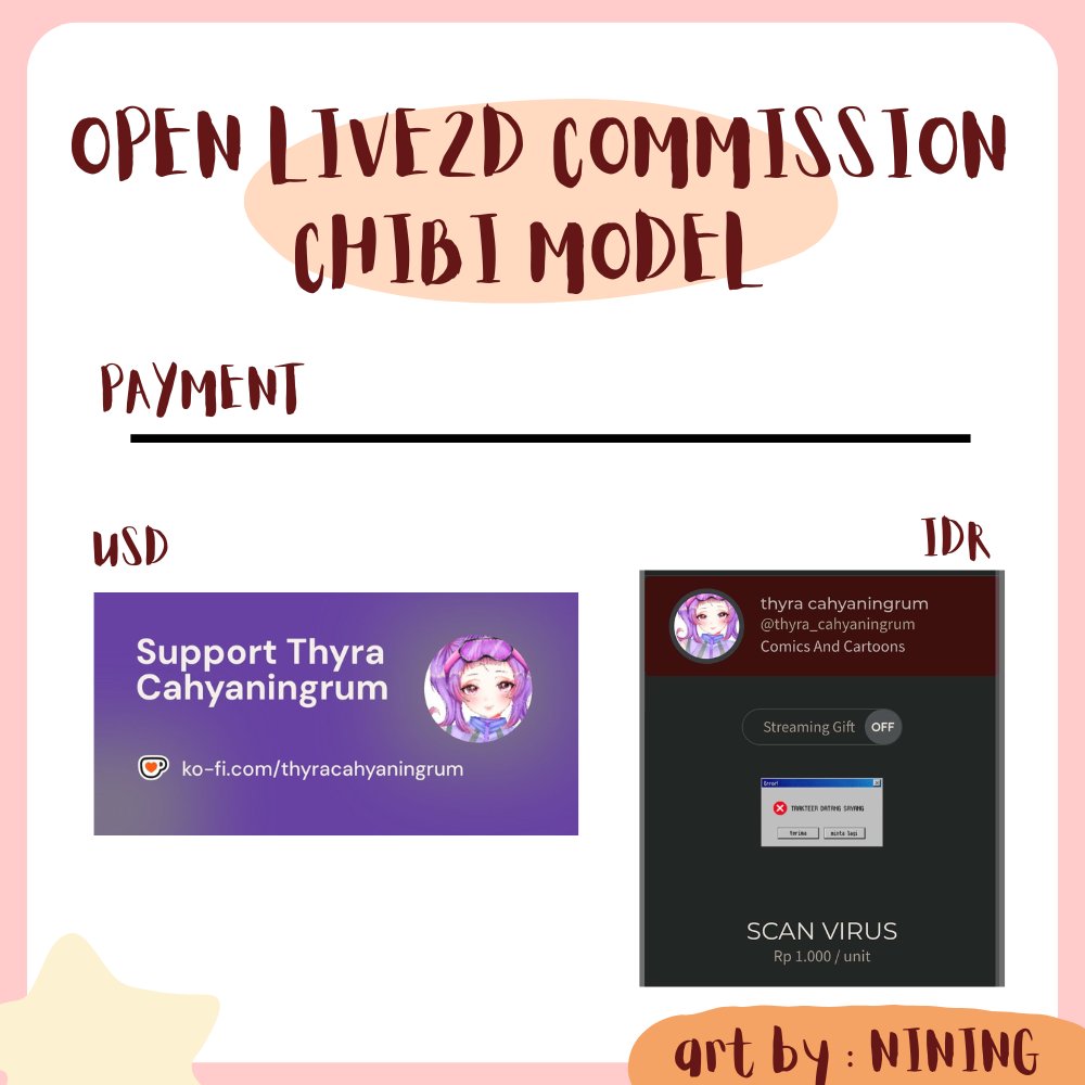 Elysia_Yinara's tweet photo. UNTUK HARGA INDONESIA INI YA TEMANKU #Live2dCommissions #Commission #commissionsopen #commisionopen https://t.co/OhephkVpg4