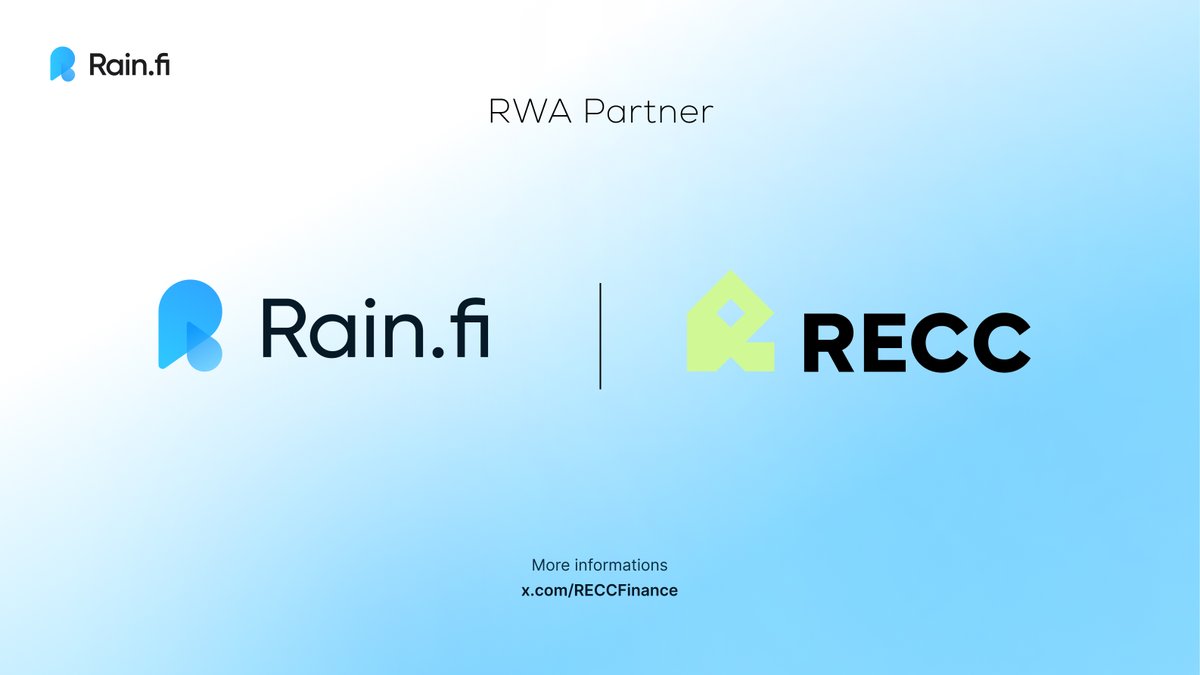 Rain.fi 💧 (@rainfi_) on Twitter photo Rain is excited to partner with <a href="/RECCFinance/">RECC Finance</a>
RECC is a tokenized real estate platform built on Solana.
Rain provides liquidity solutions for assets launched on the RECC platform and its ETF, helping build a more liquid RWA ecosystem Rain is excited to partner with <a href="/RECCFinance/">RECC Finance</a>
RECC is a tokenized real estate platform built on Solana.
Rain provides liquidity solutions for assets launched on the RECC platform and its ETF, helping build a more liquid RWA ecosystem