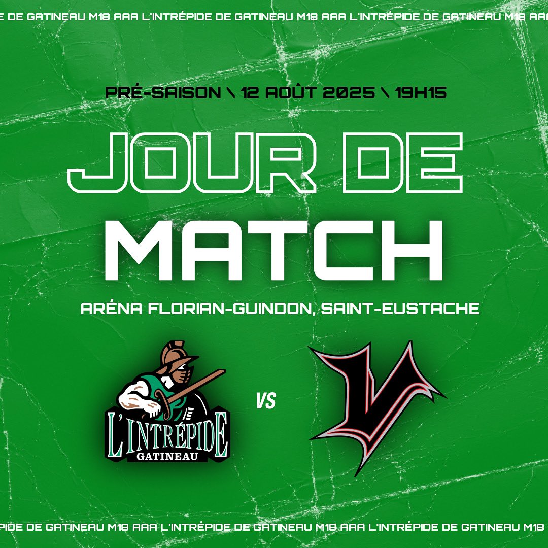 Un deuxième match face aux Vikings dans ce calendrier préparatoire, cette fois-ci sur la route 🛣️ 

📍Florian-Guindon, Saint-Eustache
🕖 19h15

#intrépidehockey🔰 | #jesuisintrépide🔰