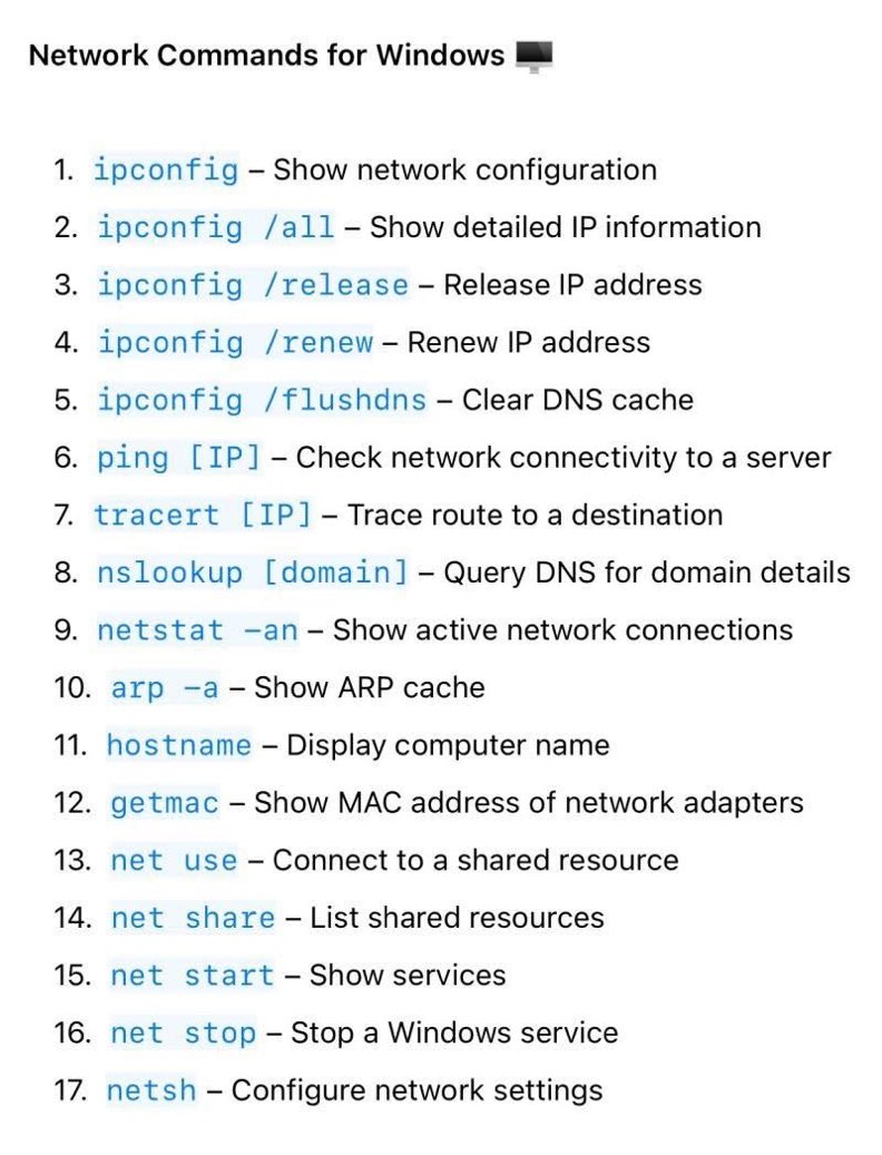 Network Commands for Windows
