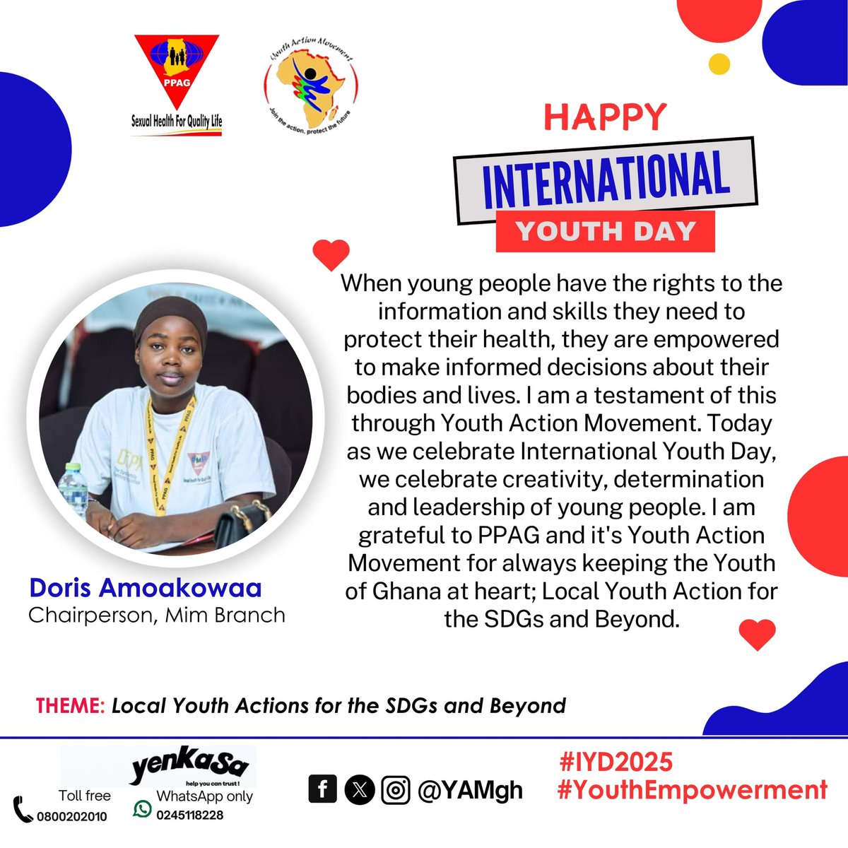 YAMghana's tweet photo. Today, we celebrate the efforts, strength, creativity, and potential of all young people around the world especially our dear Youth Action Movement Members. We see you, we recognize you, we appreciate you.

Happy International Youth Day!🥂

#IYD2025 
#InvestInYouth https://t.co/C006qxqULL